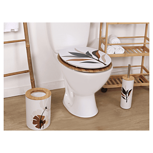 POUBELLE FLORA AVEC COUVERCLE BAMBOU 5L - Blanc