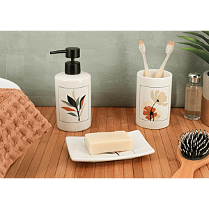 DISTRIBUTEUR À SAVON FLORA EN DOLOMITE - Blanc