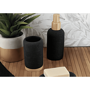 GOBELET ROND TISSE EFFET MAILLE ET BAMBOU - NOIR