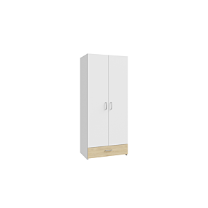 ARMOIRE ECONOBOX 2 Portes - Blanc / Chêne