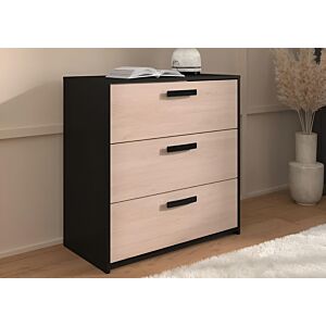 Commode CELEST 3 Tiroirs - Beige / Noir