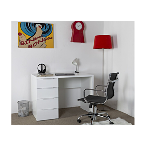 BUREAU ESPRESSO 4 TIROIRS - BLANC BRILLANT
