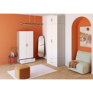 Meuble multifonctions NANO 2 Tiroirs - Blanc / Chêne