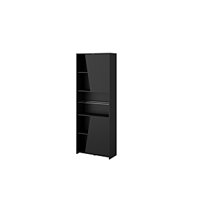 Bibliothèque NEW LEGEND 6 Niches + 2 Portes + LED - Noir Bureau Junoir