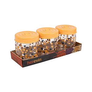 Set de 3 bocaux décorés 425ml - Multicouleur Rangement cuisine