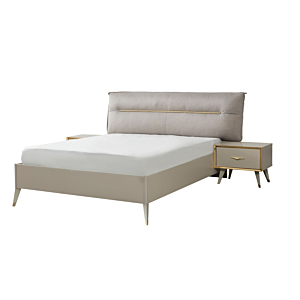Lit CHENTO 180x200cm Avec Planche Sommier - Beige / Doré