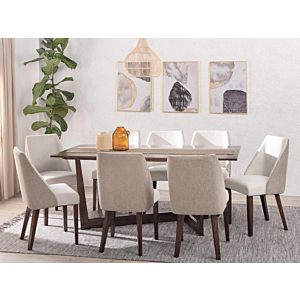 SET TABLE À MANGER KATLINE AVEC 8 CHAISES - Marron