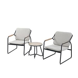 SET BALCON GLOW 2 FAUTEUILS +TABLE BASSE - BEIGE / NOIR