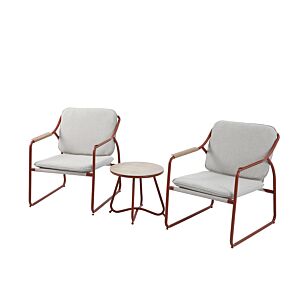 SET BALCON GLOW 2 FAUTEUILS + TABLE BASSE - BEIGE/ ROUGE