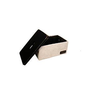 Boite De Rangement Côtelé Avec Couvercle 28.5x18.5x14.5cm - Beige