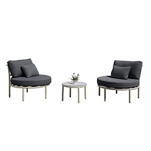 SET BALCON COMFORT ZONE 2 FAUTEUILS + TABLE - Gris Foncé