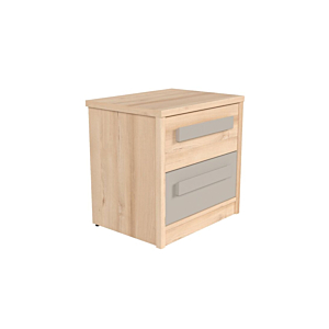 Table De Chevet NAMEK Avec 2 Tiroirs - Chêne Beige / Gris