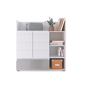 Bibliothèque FLEXI Avec 2 Portes - Blanc / Gris Clair