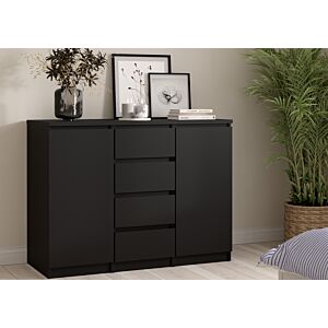 Commode NAIA 2 Portes Et 4 Tiroirs - Noir
