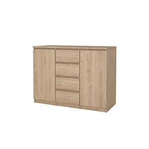 Commode NAIA 2 Portes Et 4 Tiroirs - Chêne
