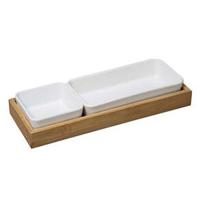 Set Apéritif BAMBOU 3 Pièces - Blanc Serviteurs