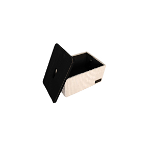 Boite De Rangement Côtelé Avec Couvercle 33.5x23.5x18cm - Beige