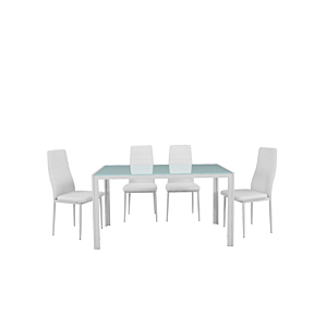 Set table à manger MIRO avec 4 chaises - Blanc