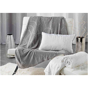 Plaid Imprimée DOMEA 125x150cm - Gris / Argent