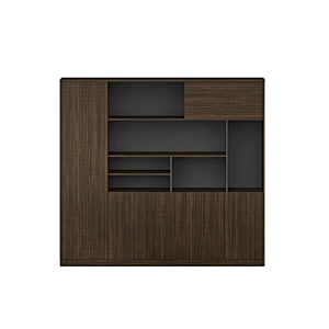 Élément De Rangement Bas LUXURY - Chêne Foncé / Gris