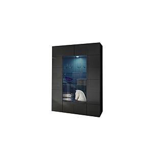 Vitrine DAMA 2 Portes - Gris Foncé Brillant Séjour Ramadan
