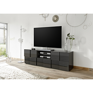 Grand Meuble TV DAMA - Gris Foncé Brillant