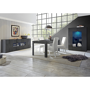 Vitrine DAMA 2 Portes - Gris Foncé Brillant