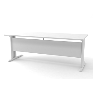 Bureau Droit BRASILIA En Pieds Métal 180x80x73cm - Blanc