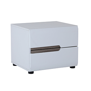 Table De Chevet LINATE + 2 tiroirs - Blanc / Chêne Beige