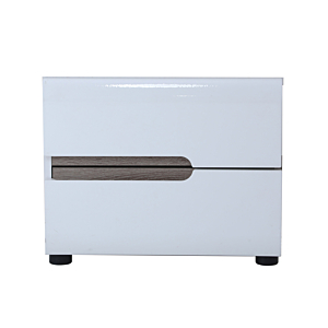 Table De Chevet LINATE + 2 tiroirs - Blanc / Chêne Beige