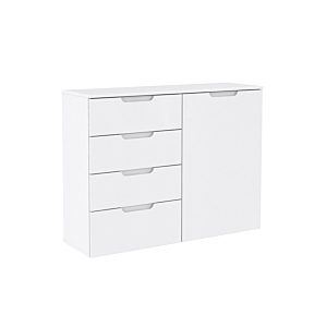 Commode SIENNA 1 porte et 4 tiroirs Blanc