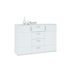 Commode JONAS 2 portes et 4 tiroirs - Blanc