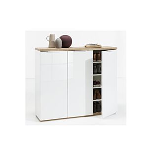 Meuble Multifonction MUNDI 3 portes - Blanc / Beige