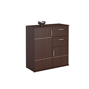 Meuble Multifonction JONAS 2 Portes Et 2 tiroirs - Marron Foncé