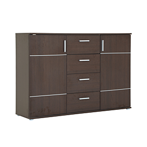 Commode JONAS 2 Portes et 4 Tiroirs - Marron Foncé