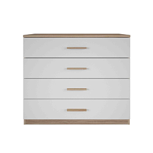 Commode SELENA + 4 tiroirs - Blanc / Chêne