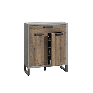 Commode LAFABRICA 2 portes Gris Et Marron Rangements Ramadan