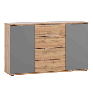 Commode LIVORNO Chêne et Gris