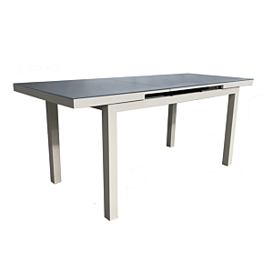 Table De Jardin EXTANSIA 140x75cm – Gris Clair / Blanc