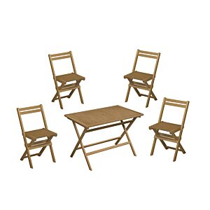 Set Table Rectangulaire EXOTICA Avec Quatre Chaises Pliables - Teck Bon plan