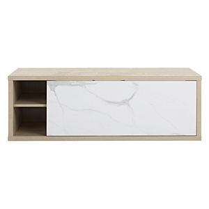 Meuble Salle De Bain LADAMA Sans Vasque - Blanc Marbre / Chêne Beige