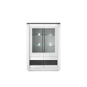 Vitrine VERTIGO 4 portes - Chêne gris et blanc