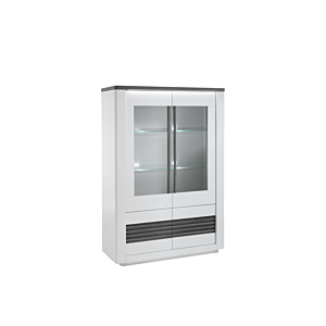Vitrine VERTIGO 4 portes - Chêne gris et blanc