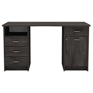 Bureau MONACO 2 Avec 1 Porte + 4 Tiroirs + 1 Niche - Chêne Foncé