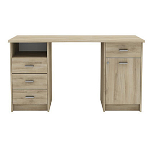 Bureau MONACO 2 + 1 Porte + 4 Tiroir + 1 Niche - Chêne