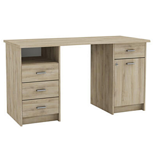 Bureau MONACO 2 + 1 Porte + 4 Tiroir + 1 Niche - Chêne