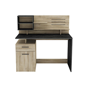 Bureau MALICIA + 1 Porte + 1 Tiroir - Chêne Anthracite