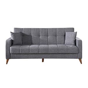 Canapé Lit LATIKA Avec 2 Coussins Et Coffre - Gris Clair