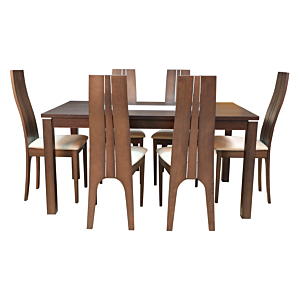Set table + 6 Chaises BRUNO Marron