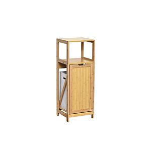 Meuble Bas + Étagère Et Panière À Linge - Beige Organisateurs